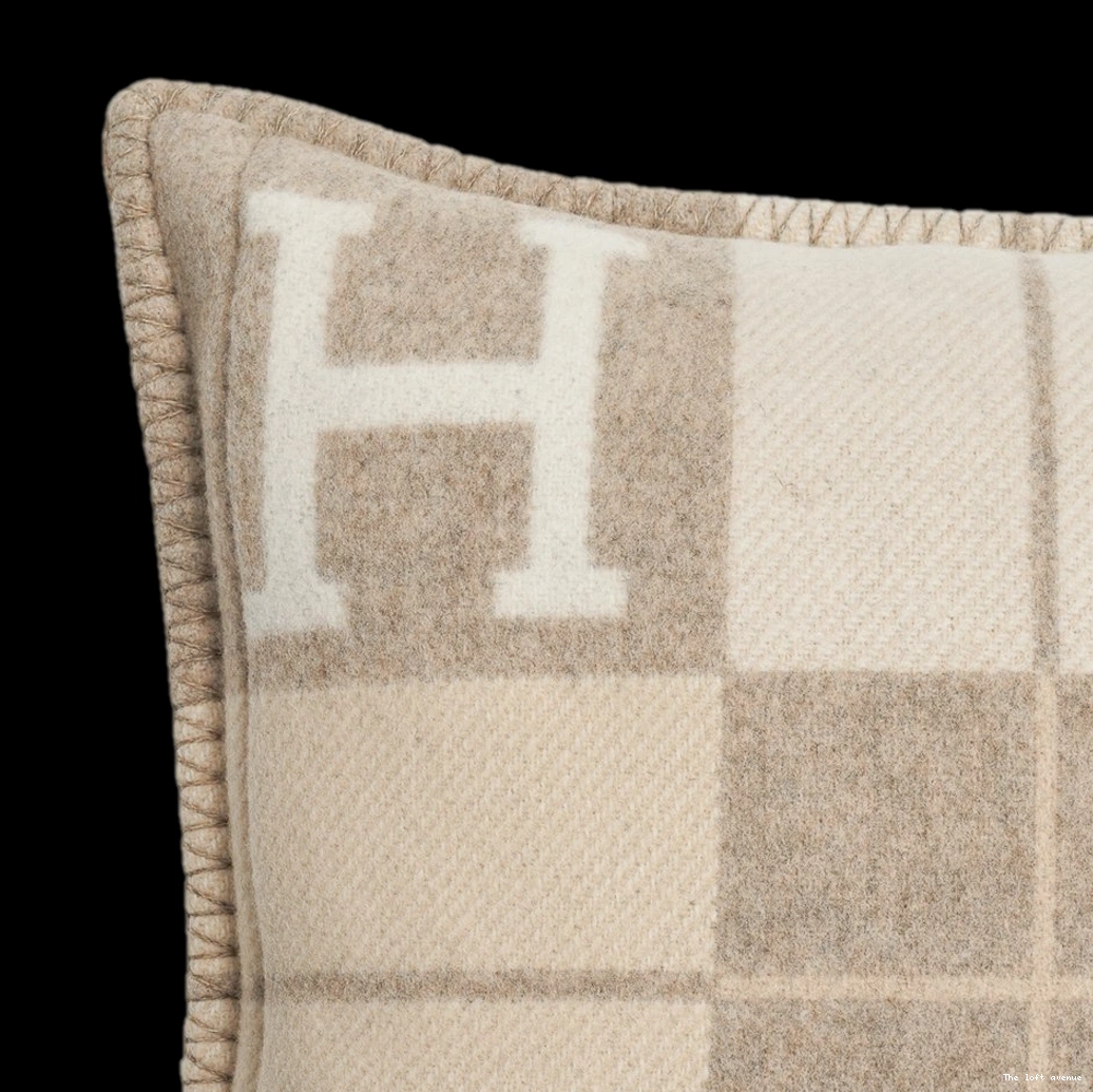 HERMES WOOL PILLOW THROW STRIPE 0801